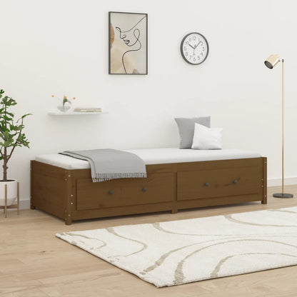 Sofá-cama de solteiro 90x190 cm pinho maciço castanho mel