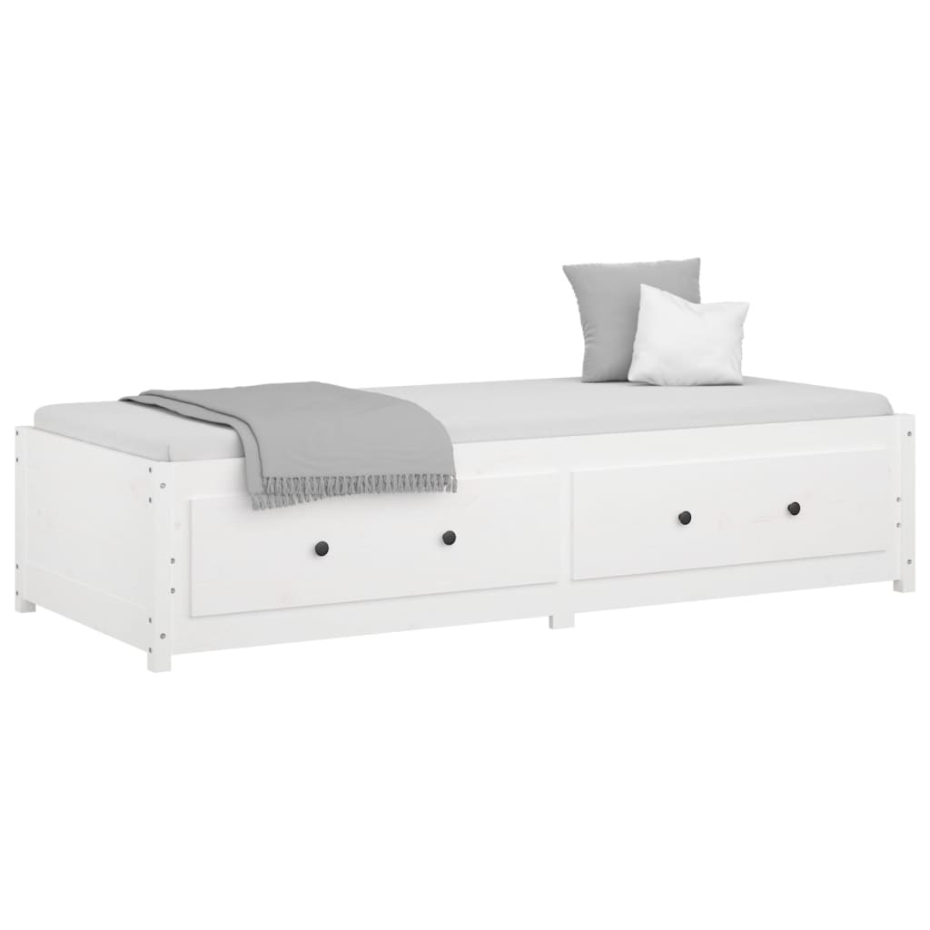 Sofá-cama de solteiro pequeno 75x190 cm pinho maciço branco