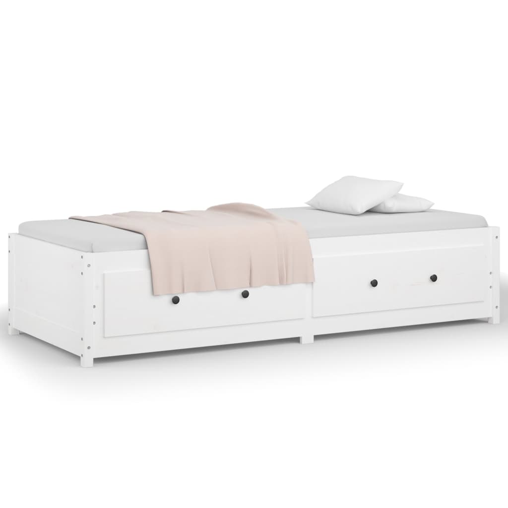 Sofá-cama de solteiro pequeno 75x190 cm pinho maciço branco