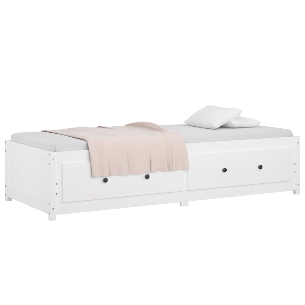 Sofá-cama de solteiro pequeno 75x190 cm pinho maciço branco