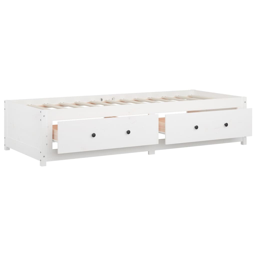 Sofá-cama de solteiro pequeno 75x190 cm pinho maciço branco