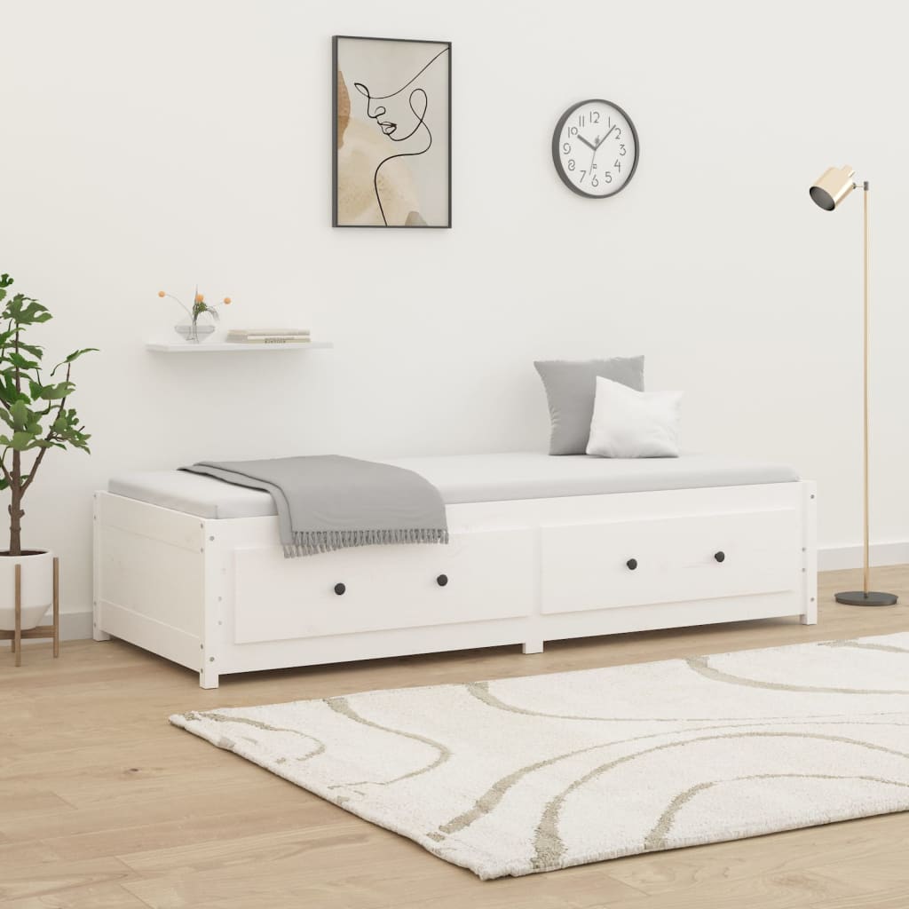 Sofá-cama de solteiro pequeno 75x190 cm pinho maciço branco