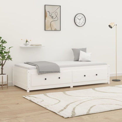 Sofá-cama de solteiro pequeno 75x190 cm pinho maciço branco