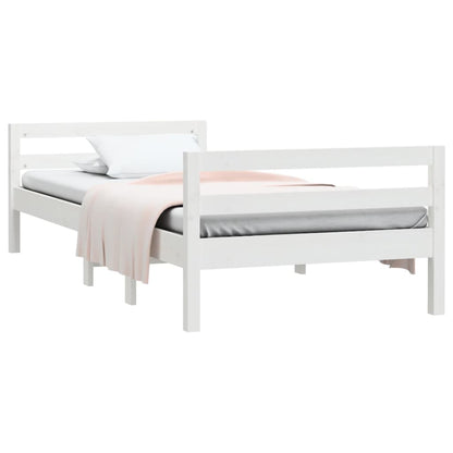 Estrutura de cama 90x200 cm madeira de pinho maciça branco