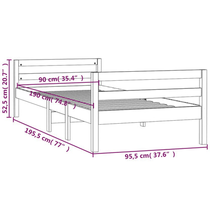 Estrutura de cama 90x190 cm madeira de pinho maciça