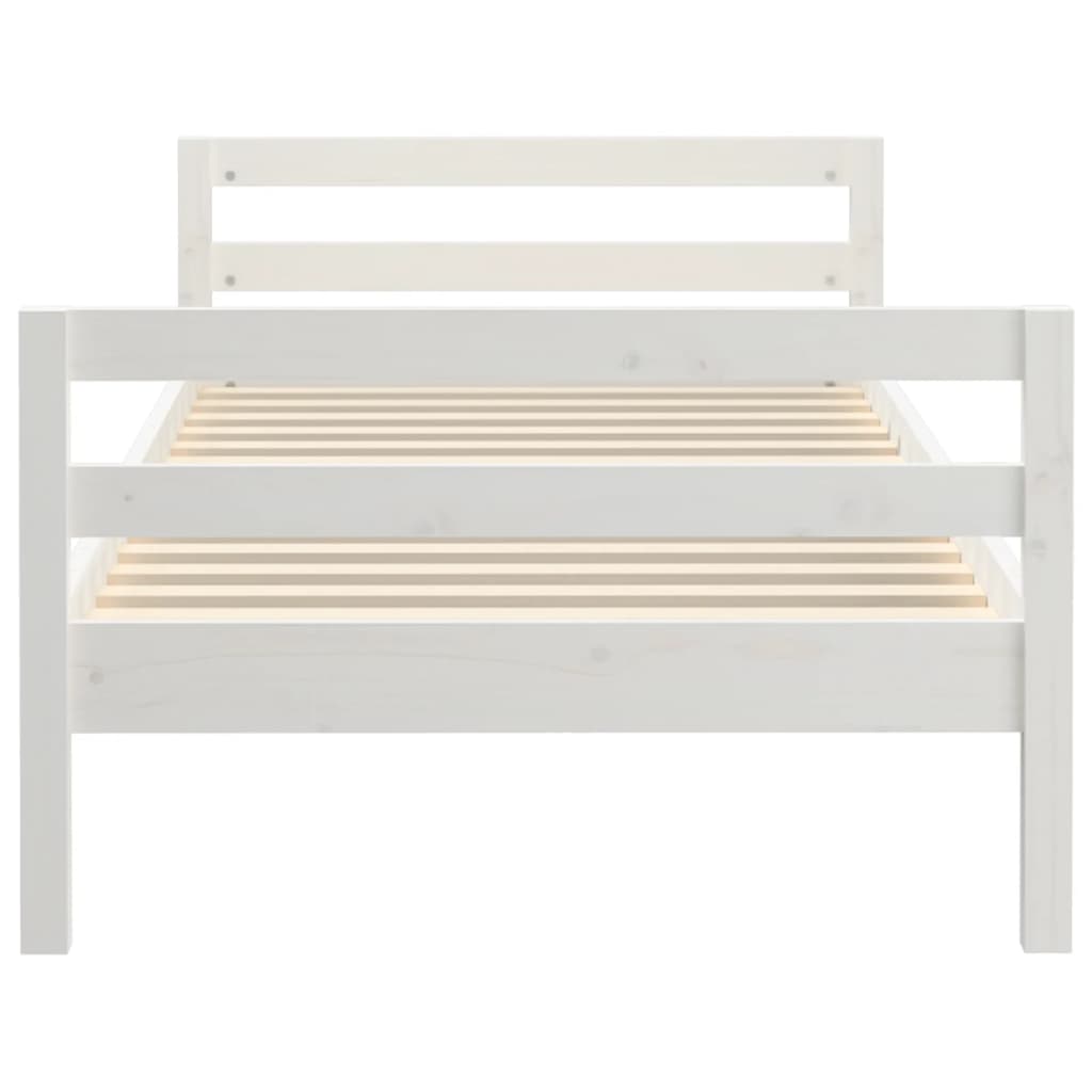 Estrutura de cama 90x190 cm madeira de pinho maciça branco