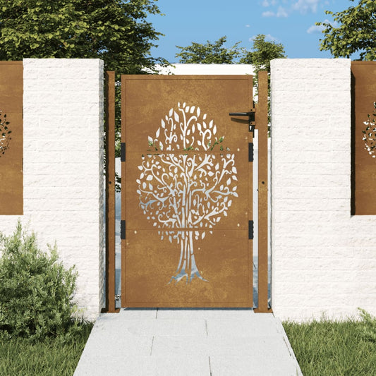 Portão de jardim 105x155 cm aço corten design árvore