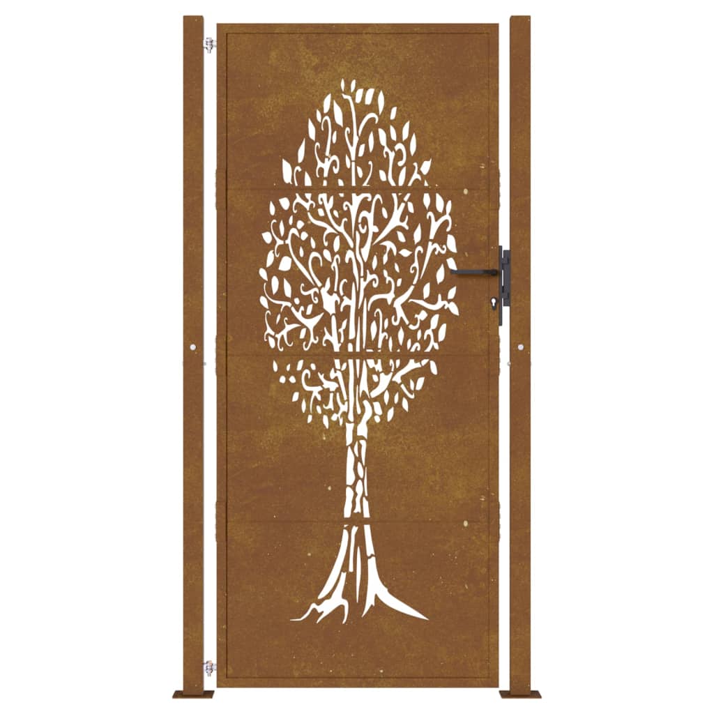 Portão de jardim 105x205 cm aço corten design árvore