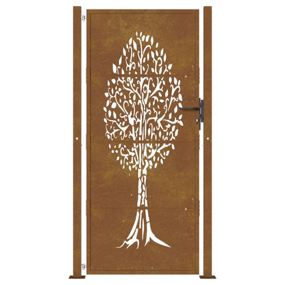 Portão de jardim 105x205 cm aço corten design árvore