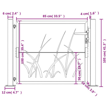 Portão de jardim 105x105 cm aço design erva antracite