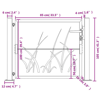 Portão de jardim 105x105 cm aço corten design erva