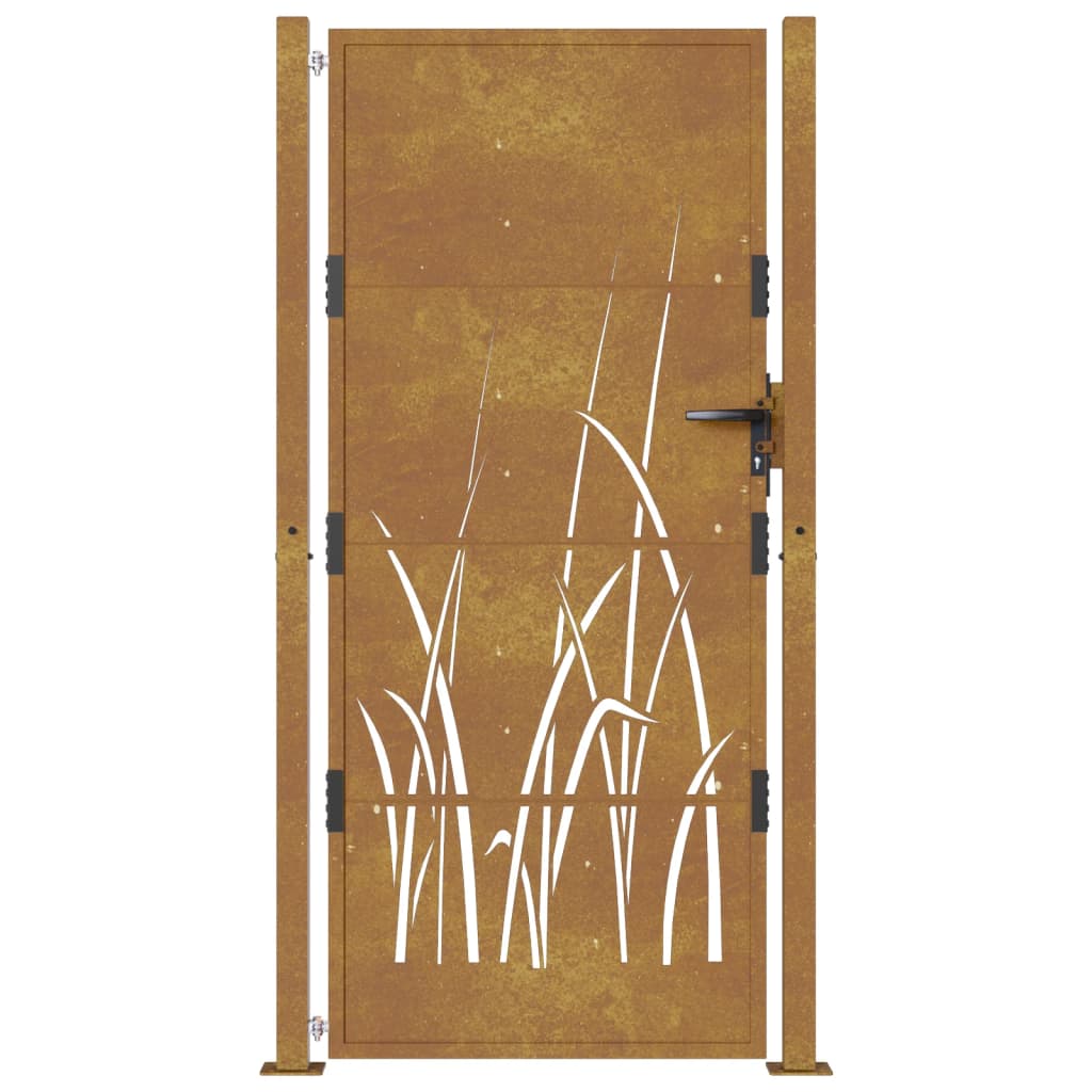 Portão de jardim 105x205 cm aço corten design erva