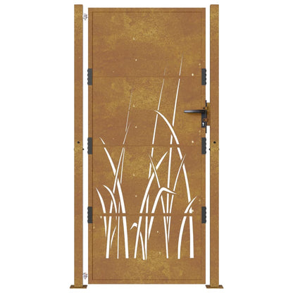 Portão de jardim 105x205 cm aço corten design erva