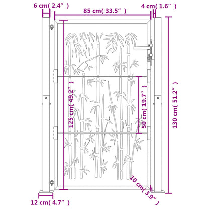 Portão de jardim 105x130 cm aço design bambu antracite