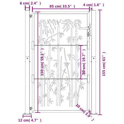 Portão de jardim 105x155 cm aço design bambu antracite