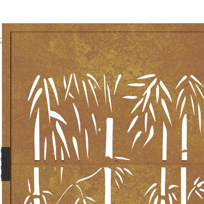 Portão de jardim 105x80 cm aço corten design bambu