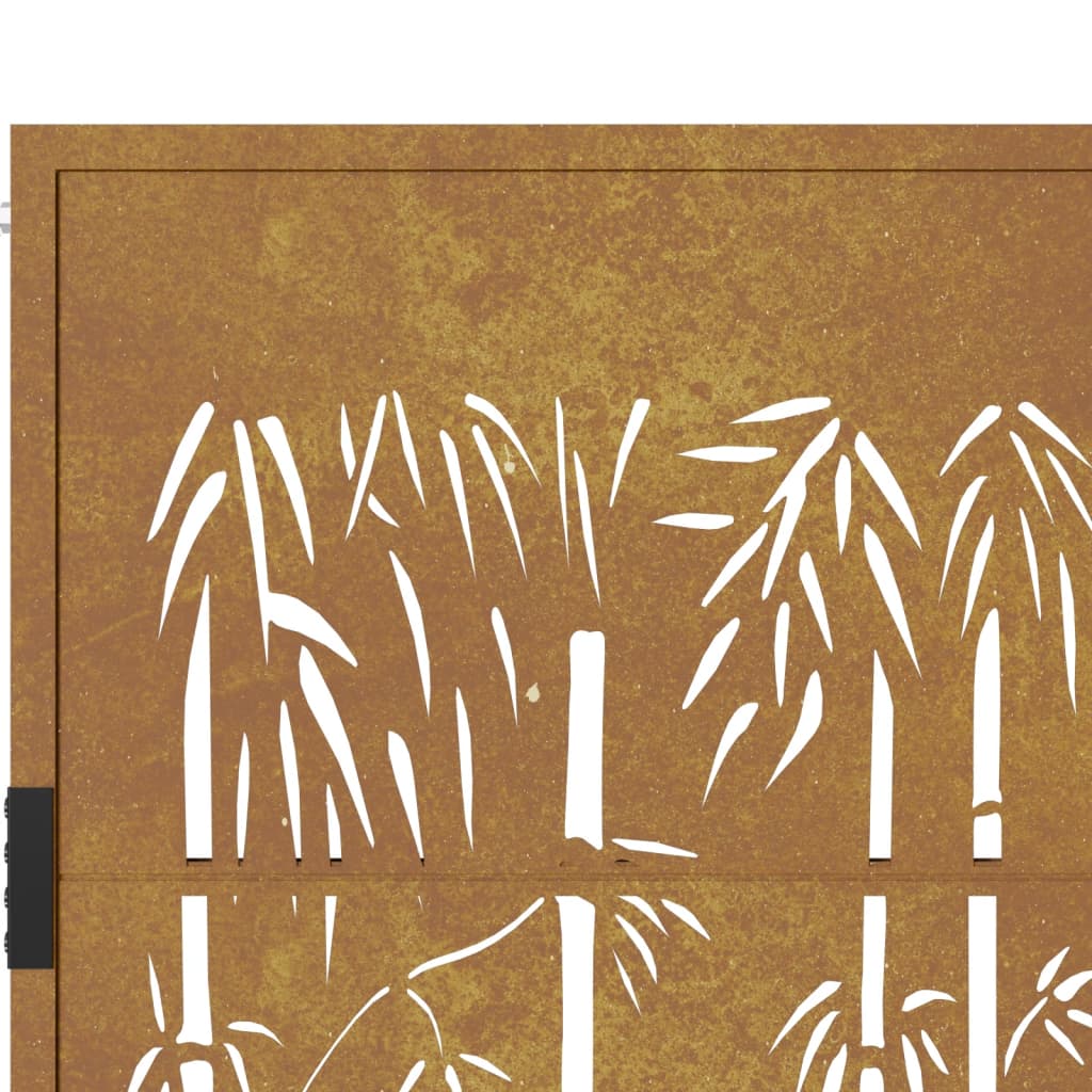 Portão de jardim 105x130 cm aço corten design bambu