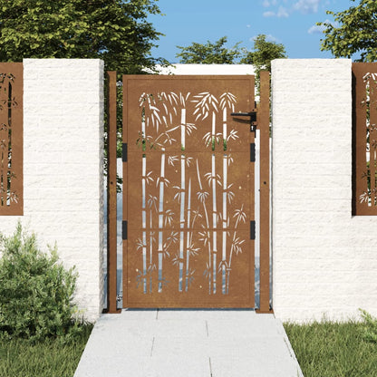 Portão de jardim 105x130 cm aço corten design bambu