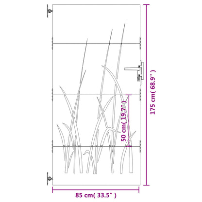 Portão de jardim 85x175 cm aço corten design erva