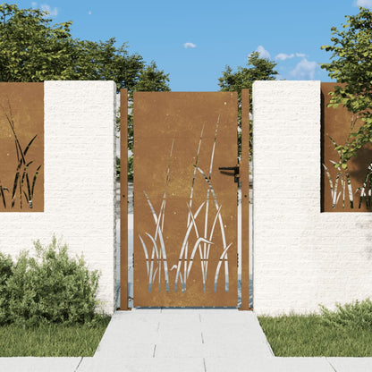 Portão de jardim 105x180 cm aço corten design erva