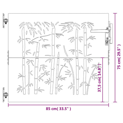 Portão de jardim 85x75 cm aço corten design bambu