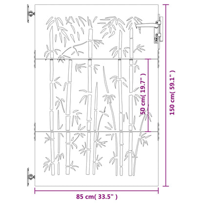 Portão de jardim 85x150 cm aço corten design bambu