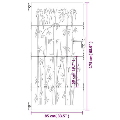 Portão de jardim 85x175 cm aço corten design bambu