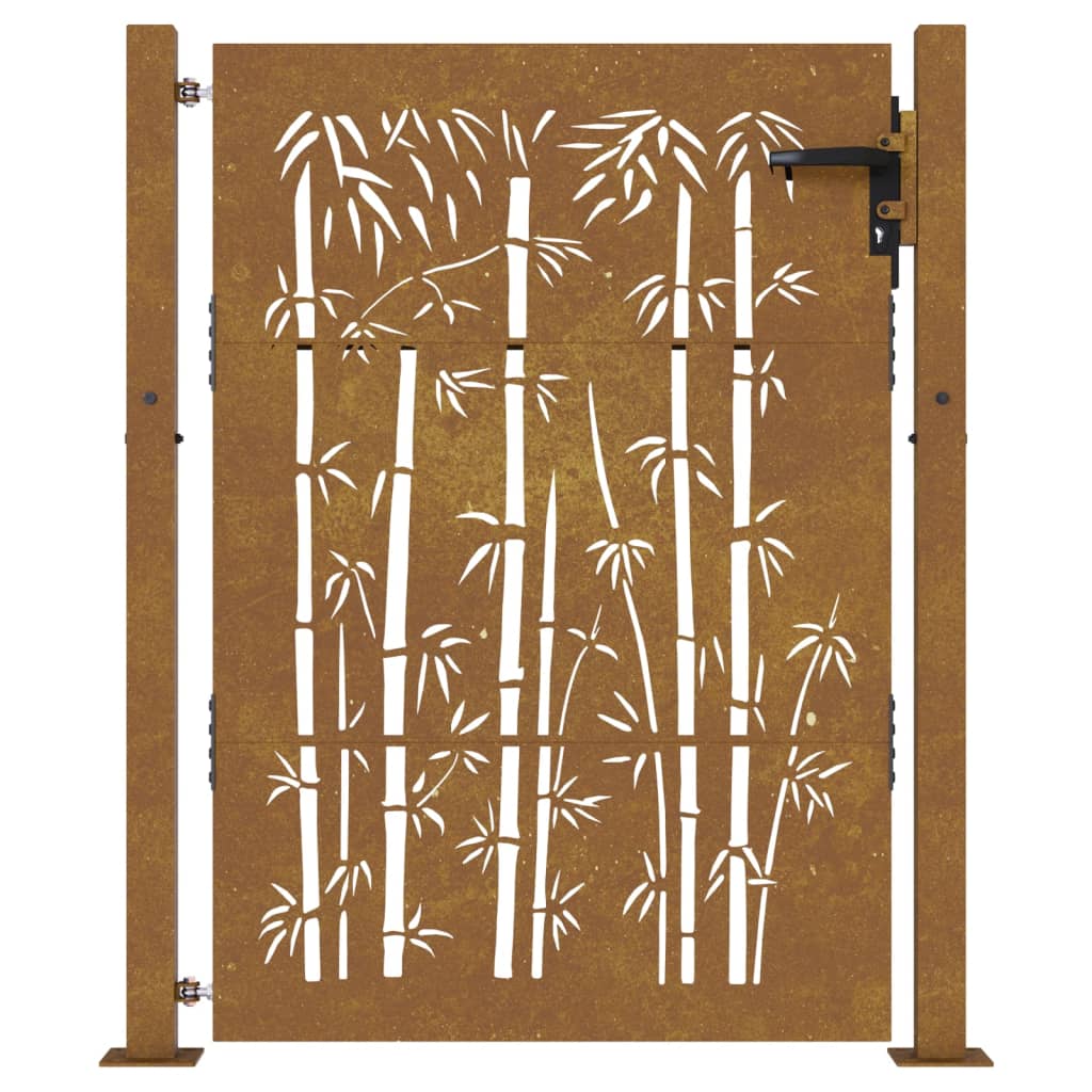 Portão de jardim 105x130 cm aço corten design bambu