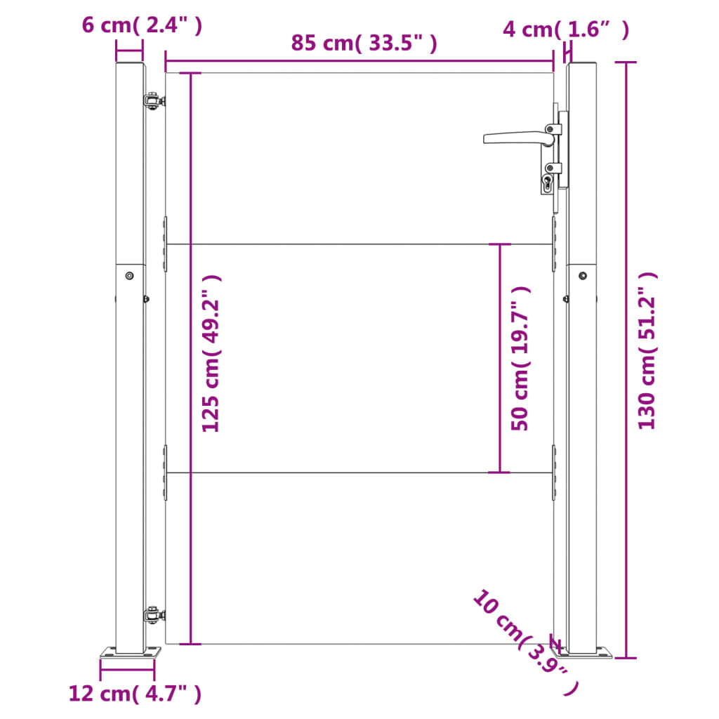 Portão de jardim 105x130 cm aço corten