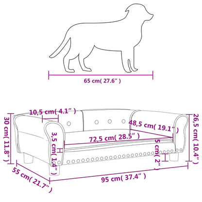 Cama para cães 95x55x30 cm veludo azul