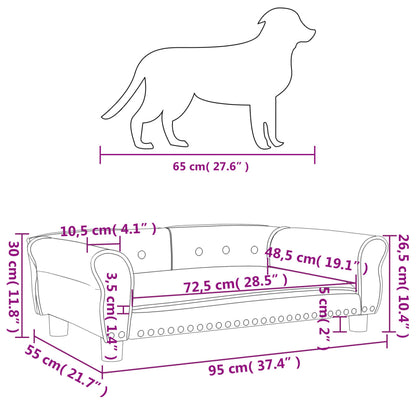 Cama para cães 95x55x30 cm couro artificial cinzento