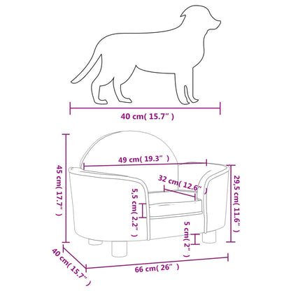 Cama para cães 66x40x45 cm veludo cinzento-escuro