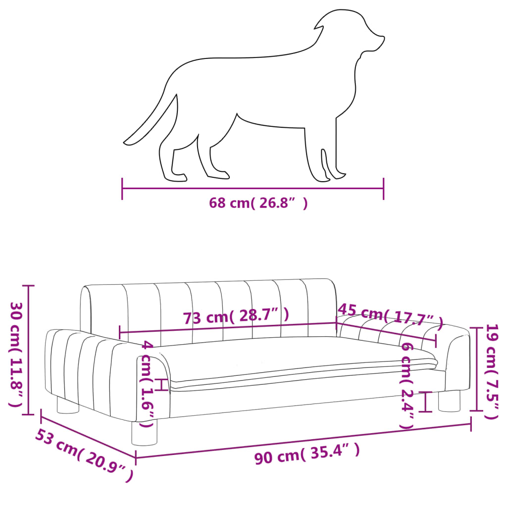 Cama para cães 90x53x30 cm tecido cinzento-claro