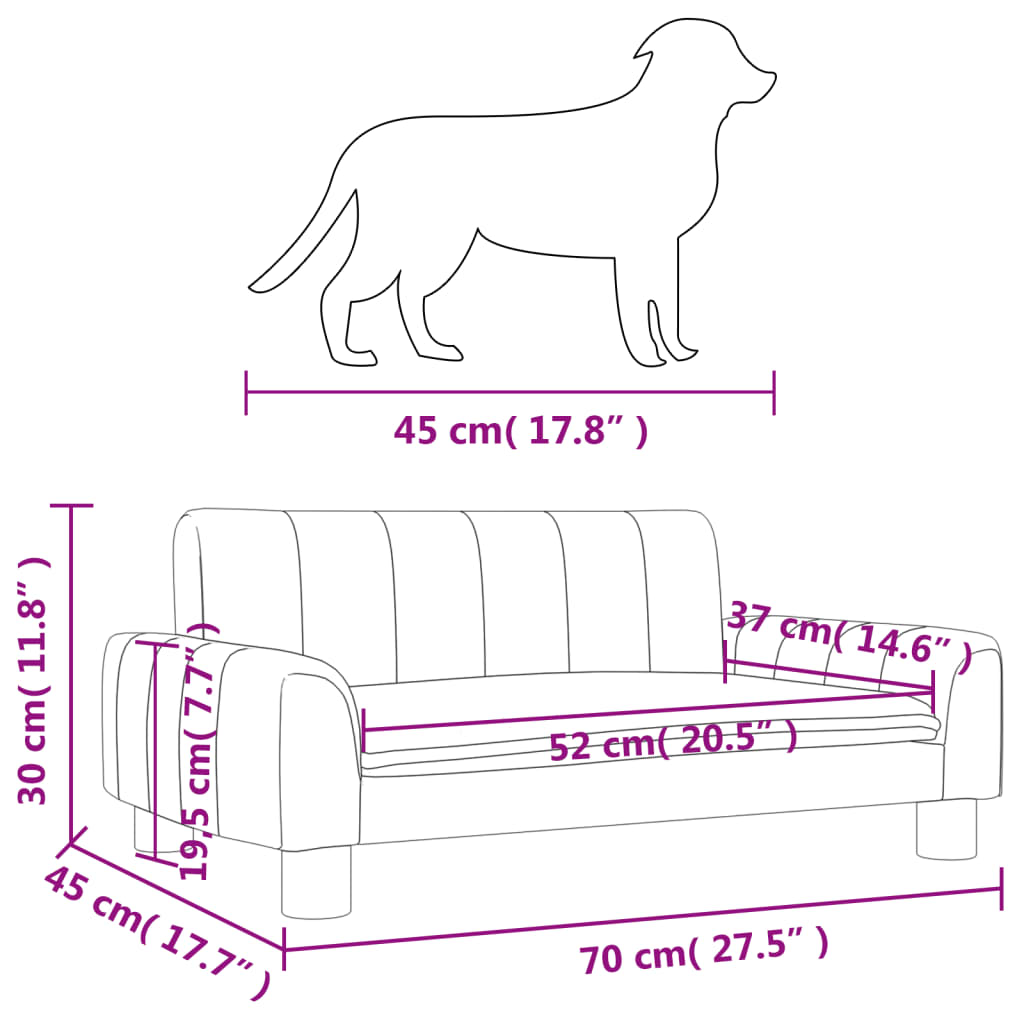 Cama para cães 70x45x30 cm couro artificial cappuccino