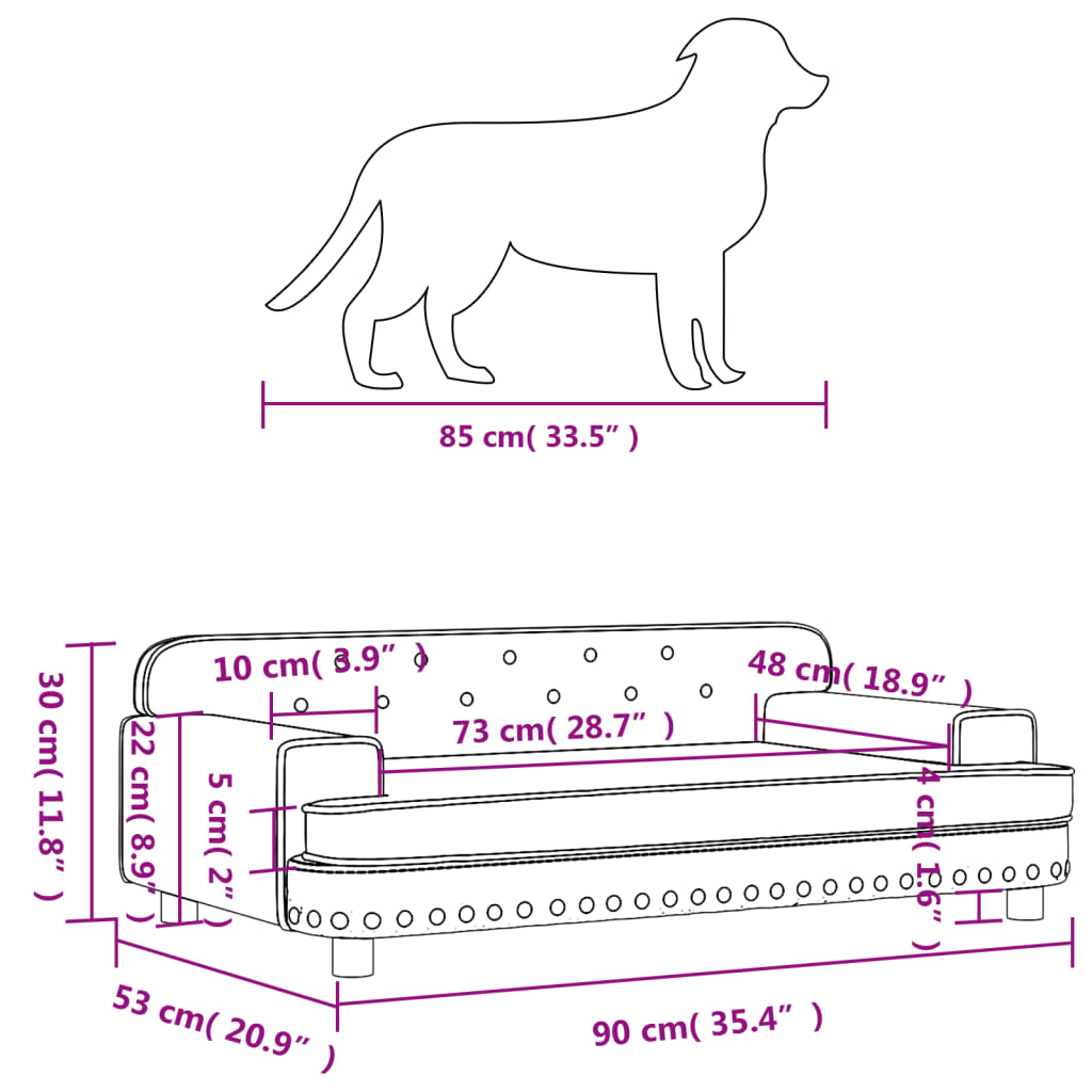 Cama para cães 90x53x30 cm veludo cinzento-claro