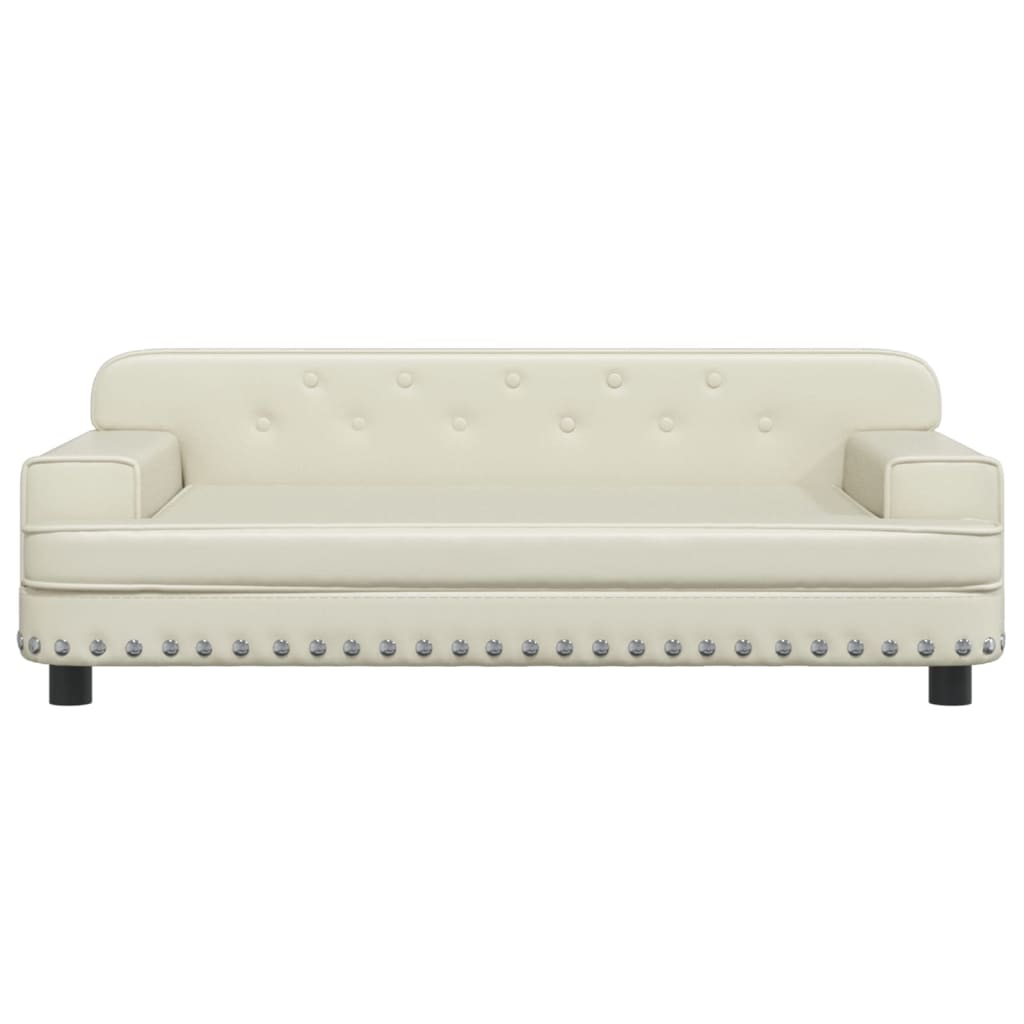 Cama para cães 90x53x30 cm couro artificial cor creme