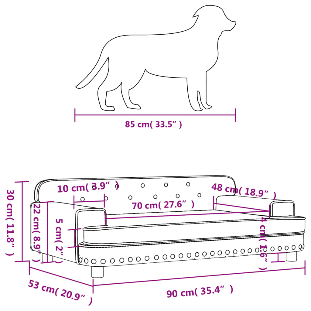 Cama para cães 90x53x30 cm couro artificial cinzento