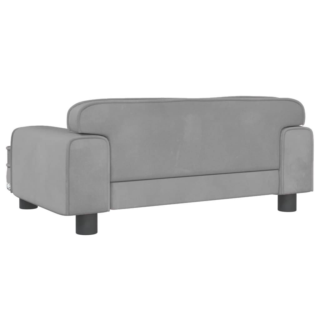 Cama para cães 70x45x30 cm veludo cinzento-claro