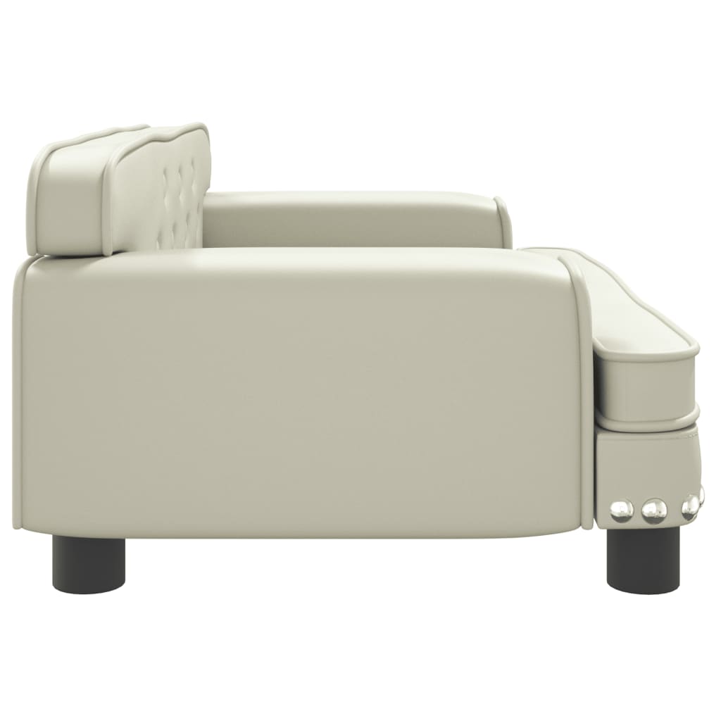 Cama para cães 70x45x30 cm couro artificial cor creme