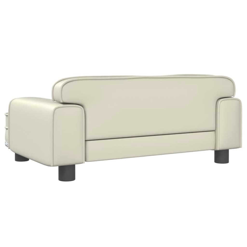 Cama para cães 70x45x30 cm couro artificial cor creme