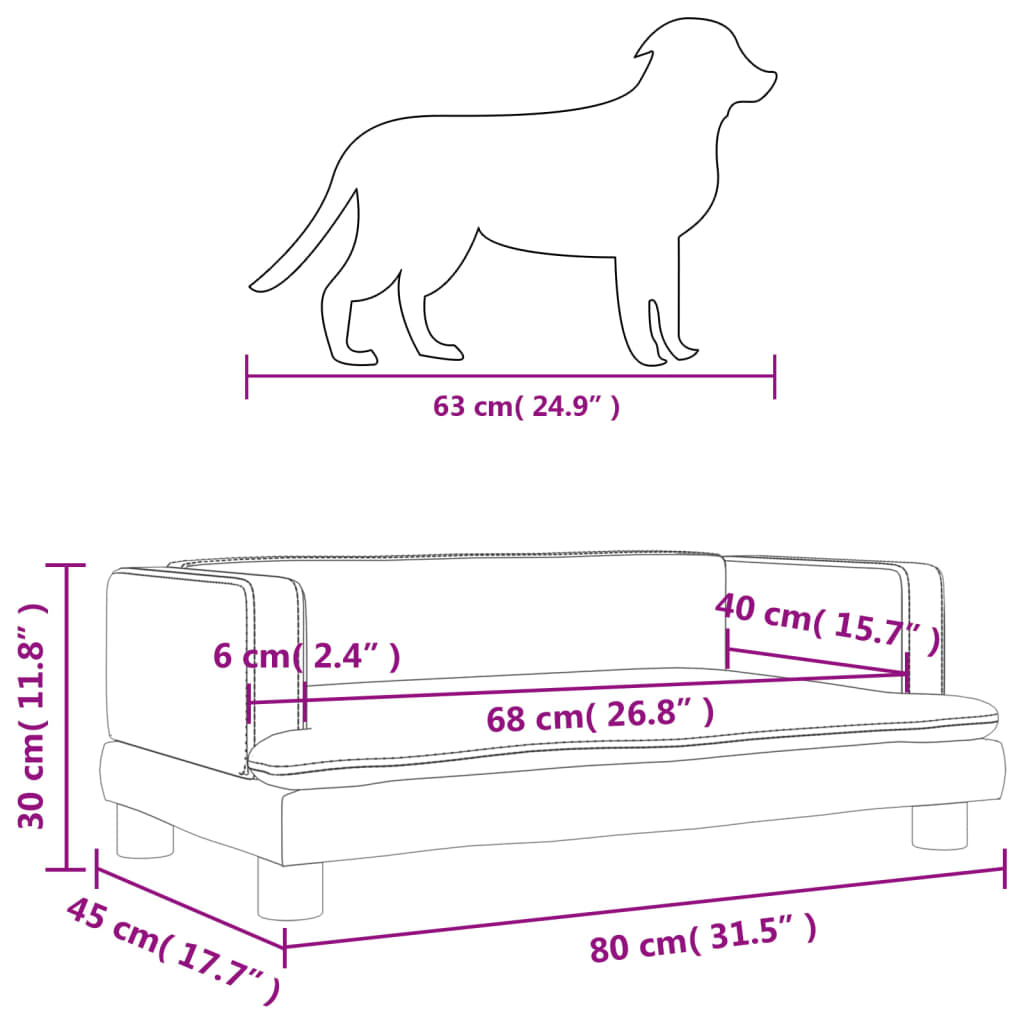 Cama para cães 70x45x30 cm veludo cor creme