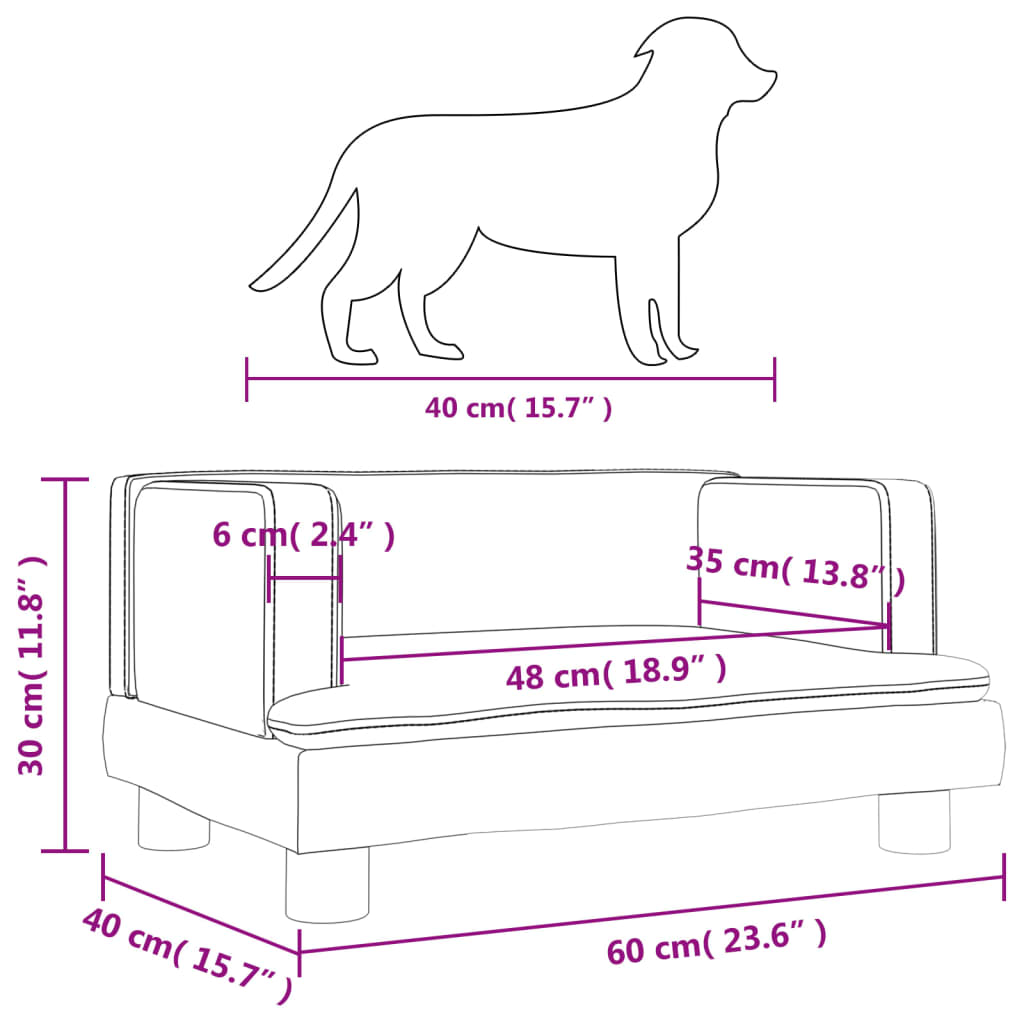 Cama para cães 60x40x30 cm veludo cinzento-escuro