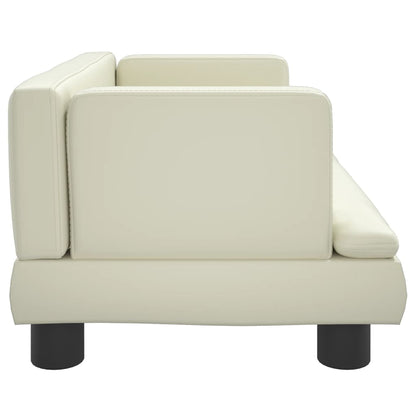 Cama para cães 60x40x30 cm couro artificial cor creme