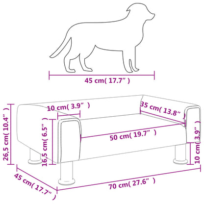 Cama para cães 70x45x26,5 cm veludo cinzento-claro