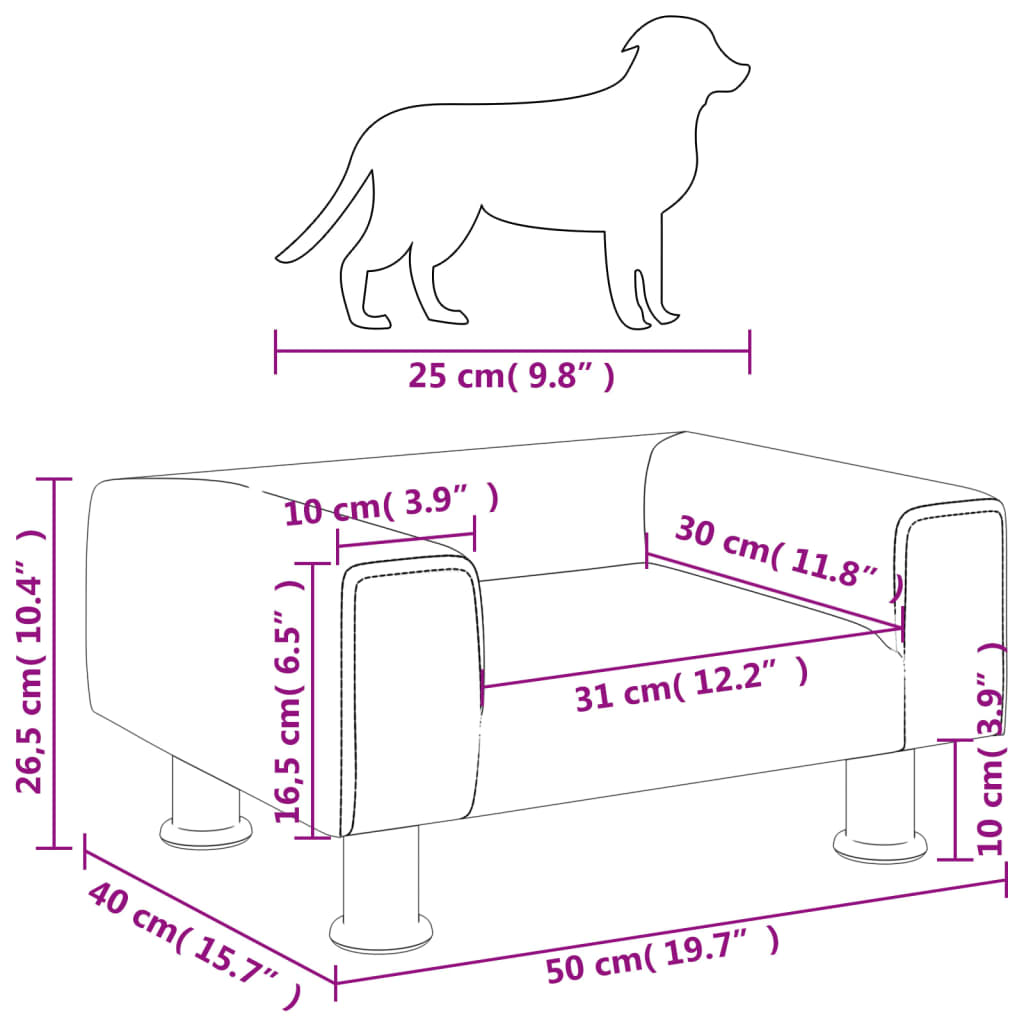 Cama para cães 50x40x26,5 cm veludo rosa