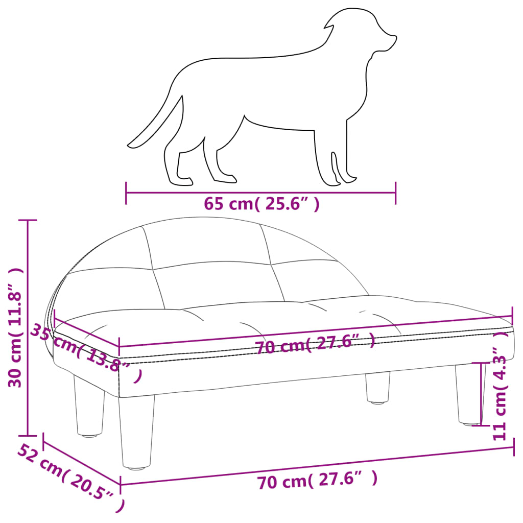 Cama para cães 70x52x30 cm tecido cinzento-claro