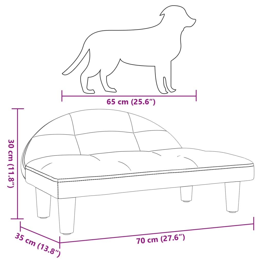 Cama para cães 70x52x30 cm veludo azul