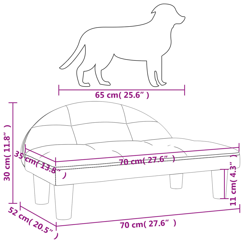 Cama para cães 70x52x30 cm veludo cinzento-claro