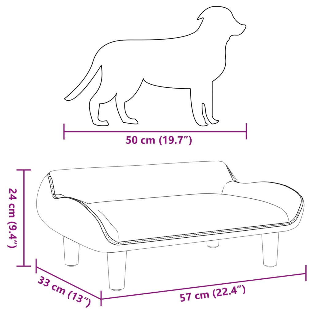 Cama para cães 70x40x24 cm tecido cinzento-acastanhado