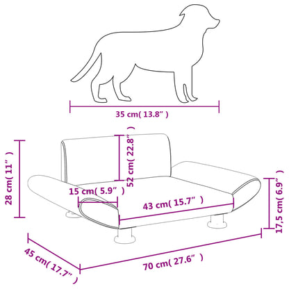 Cama para cães 70x45x28 cm tecido castanho